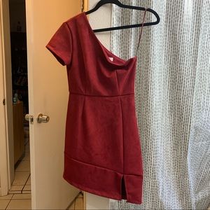 Red one shoulder dress